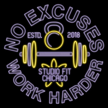 STUDIO FIT CHICAGO - NO EXCUSES WORK HARDER NEON - UNISEX/OVERSIZED T-SHIRT - NMF3YB Design